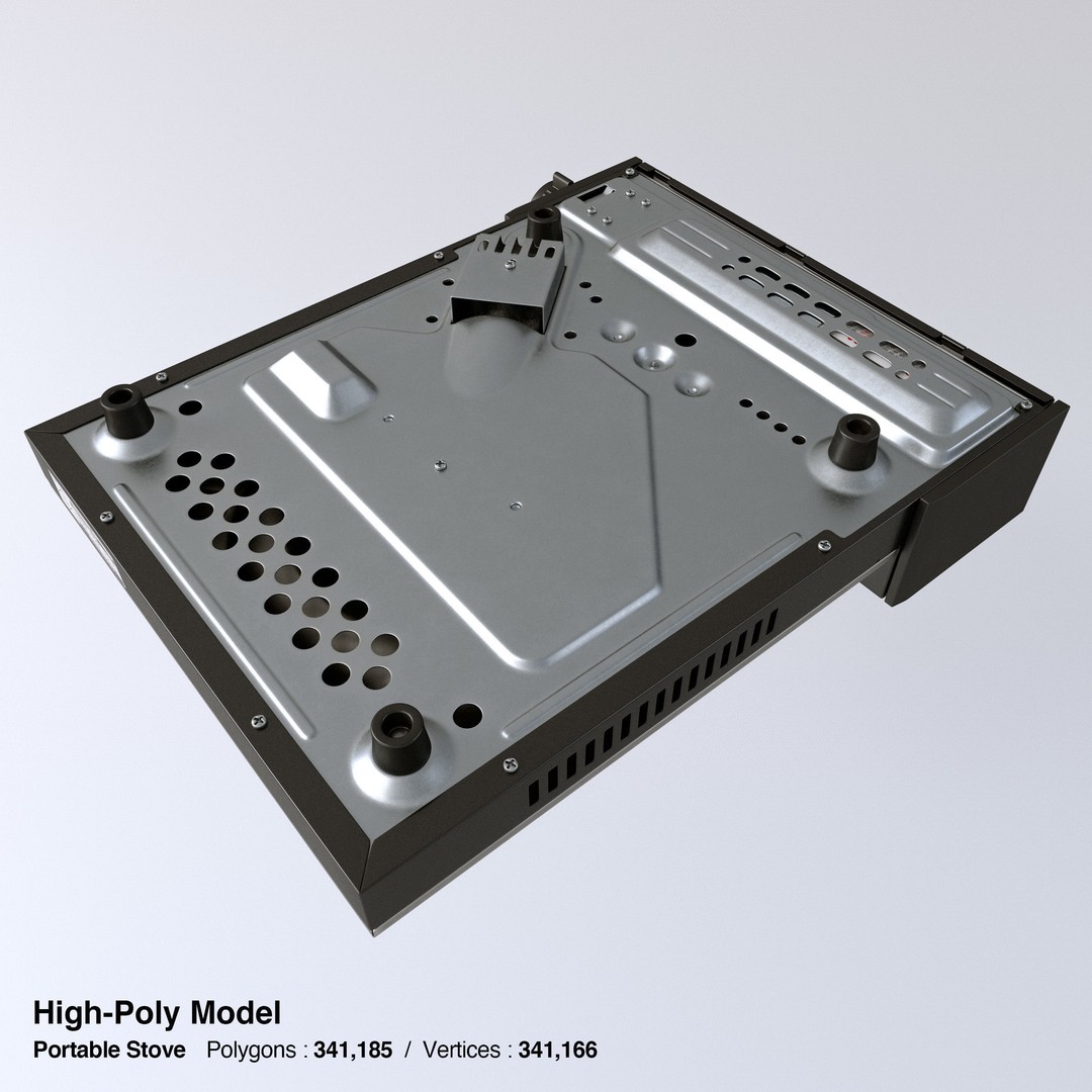 Portable Gas Stove 3D Model – Low Poly PBR Kitchenware, FBX, OBJ - View 36