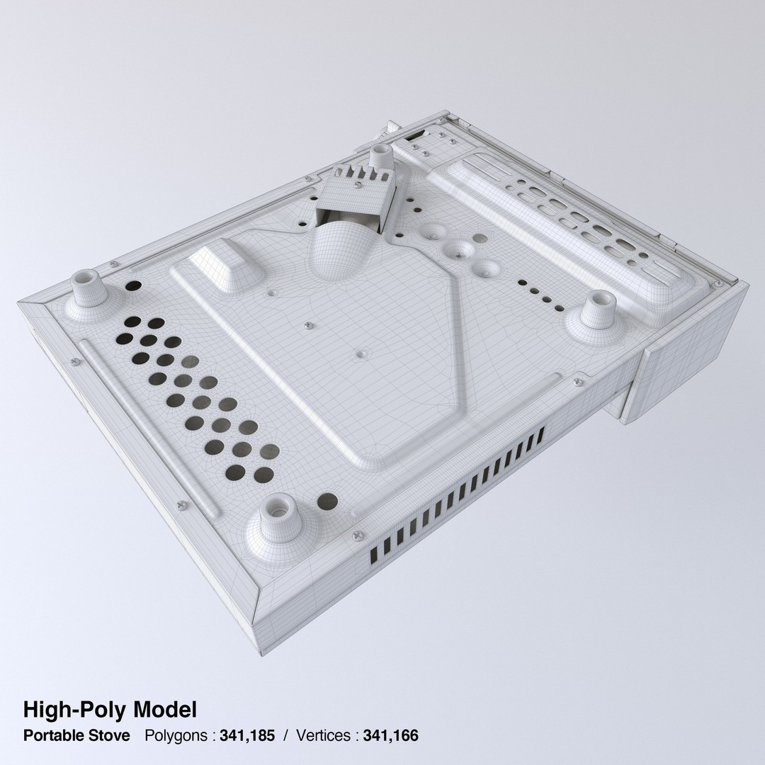 Portable Gas Stove 3D Model – Low Poly PBR Kitchenware, FBX, OBJ - View 37