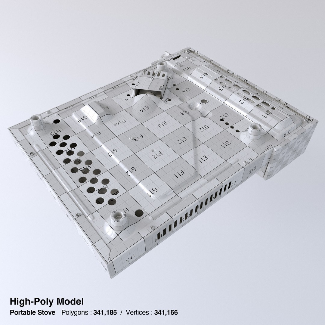 Portable Gas Stove 3D Model – Low Poly PBR Kitchenware, FBX, OBJ - View 38