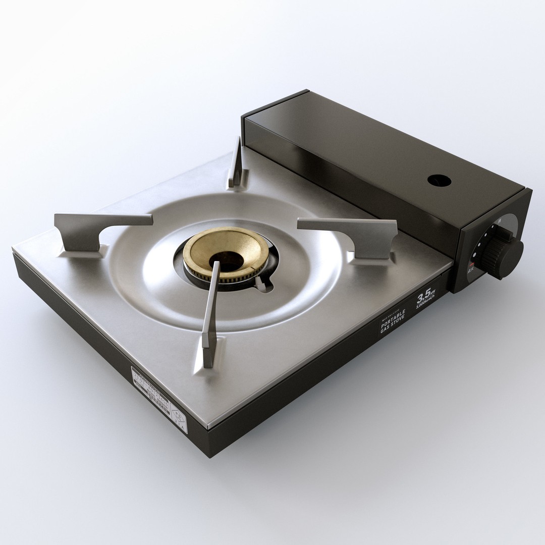 Portable Gas Stove 3D Model – Low Poly PBR Kitchenware, FBX, OBJ - View 4
