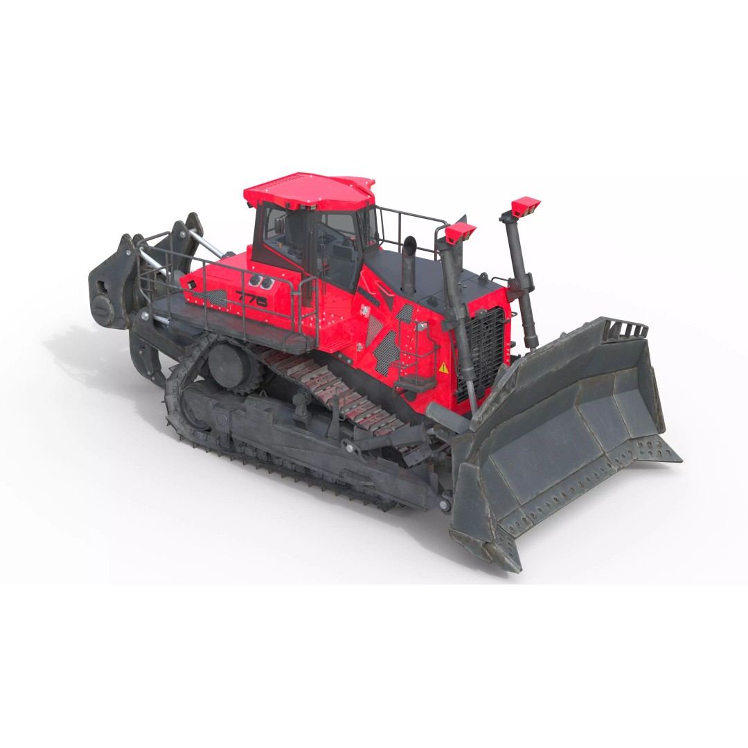 Liebherr PR776 Litronic Crawler Tractor 3D Model – Low Poly Game Asset, FBX - View 2