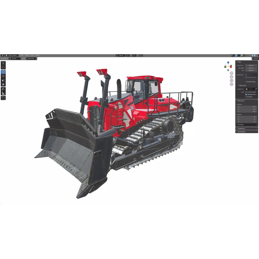 Liebherr PR776 Litronic Crawler Tractor 3D Model – Low Poly Game Asset, FBX - View 4