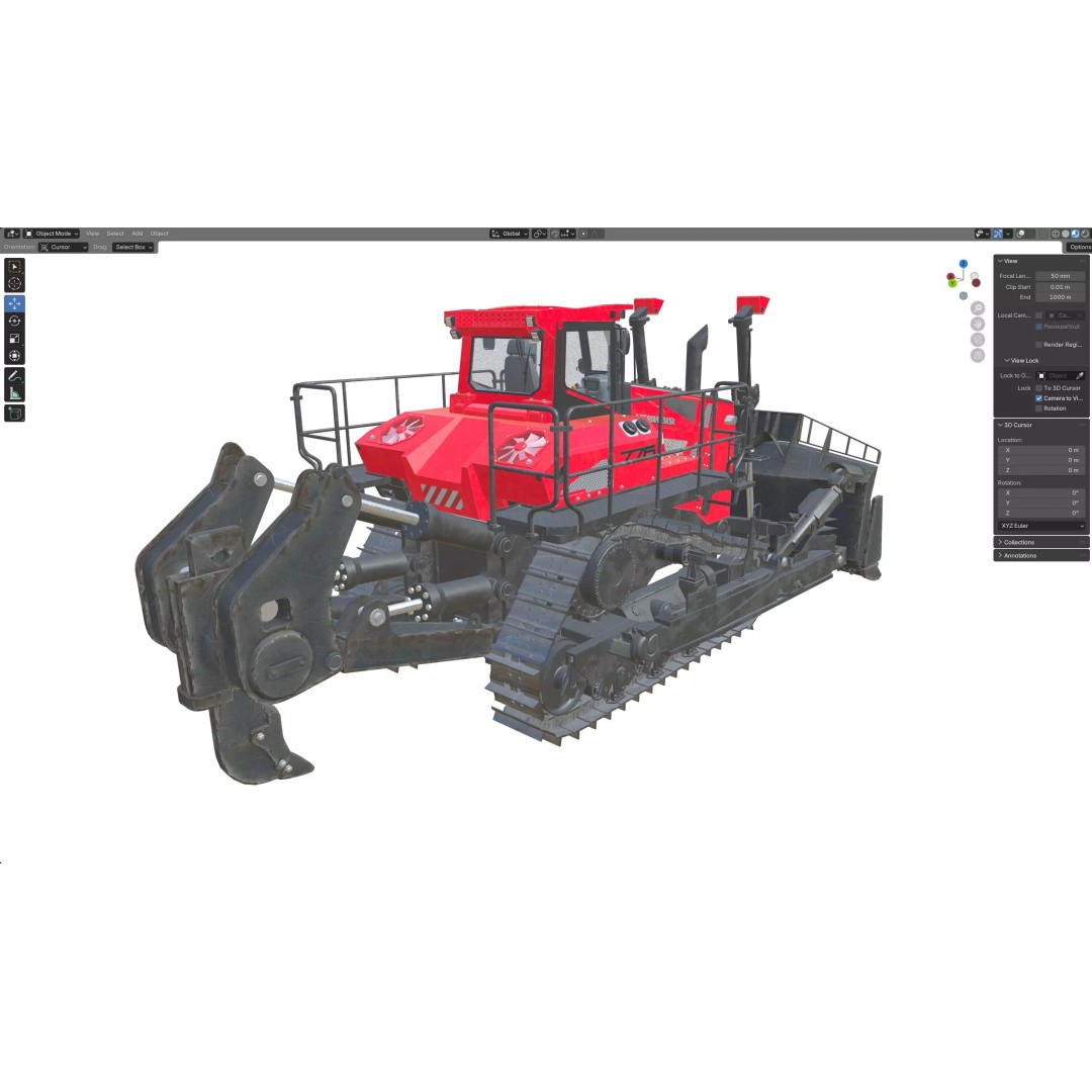 Liebherr PR776 Litronic Crawler Tractor 3D Model – Low Poly Game Asset, FBX - View 5