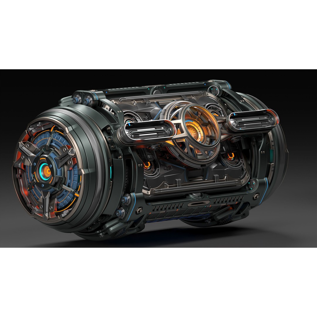 Sci-Fi Element 3D Model – Kitbash Industrial Mechanism, FBX, OBJ