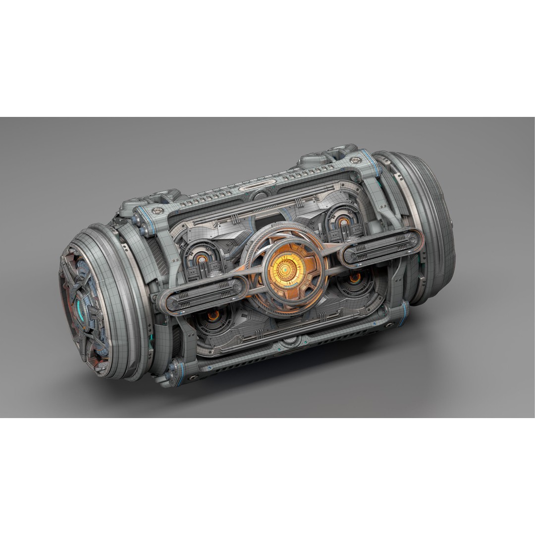 Sci-Fi Element 3D Model – Kitbash Industrial Mechanism, FBX, OBJ - View 4