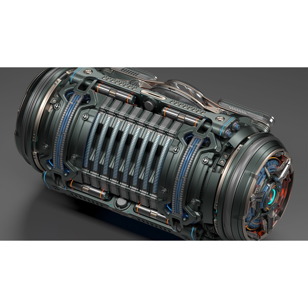Sci-Fi Element 3D Model – Kitbash Industrial Mechanism, FBX, OBJ - View 5