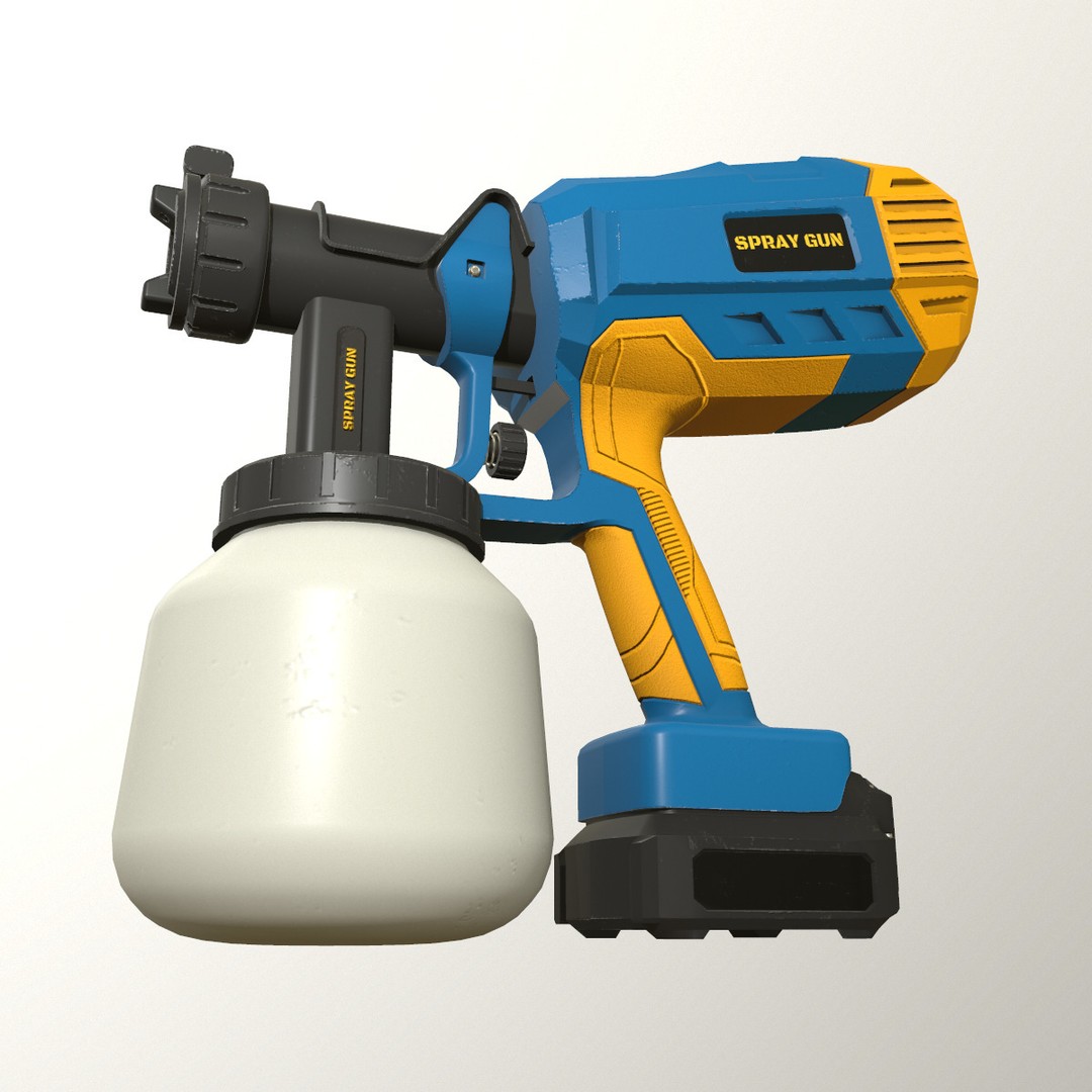 Spray Gun 3D Model – Low Poly Game-Ready Asset, FBX, Blender - View 10
