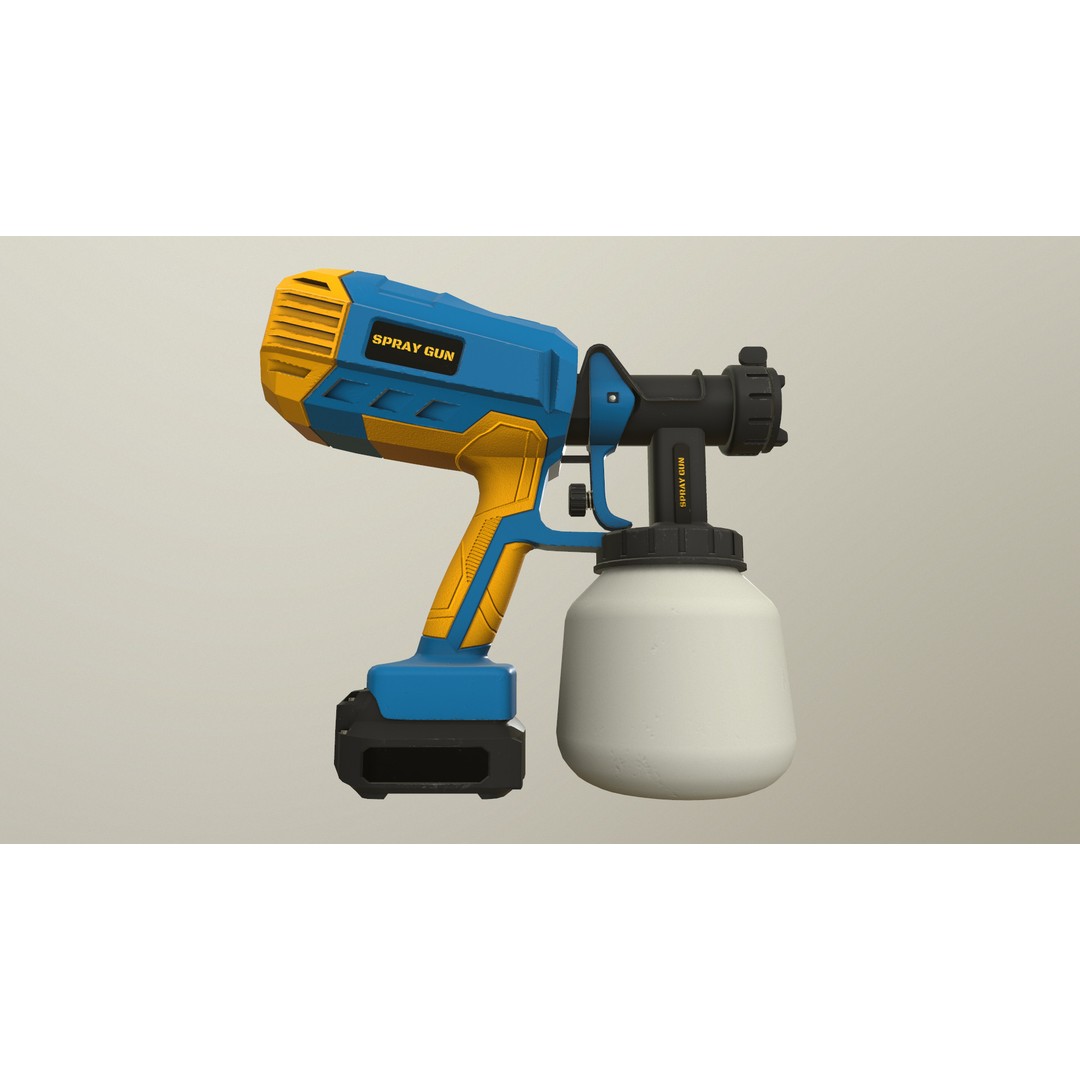 Spray Gun 3D Model – Low Poly Game-Ready Asset, FBX, Blender - View 12