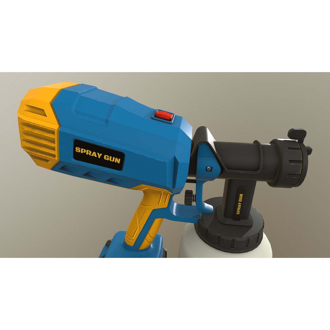 Spray Gun 3D Model – Low Poly Game-Ready Asset, FBX, Blender - View 15