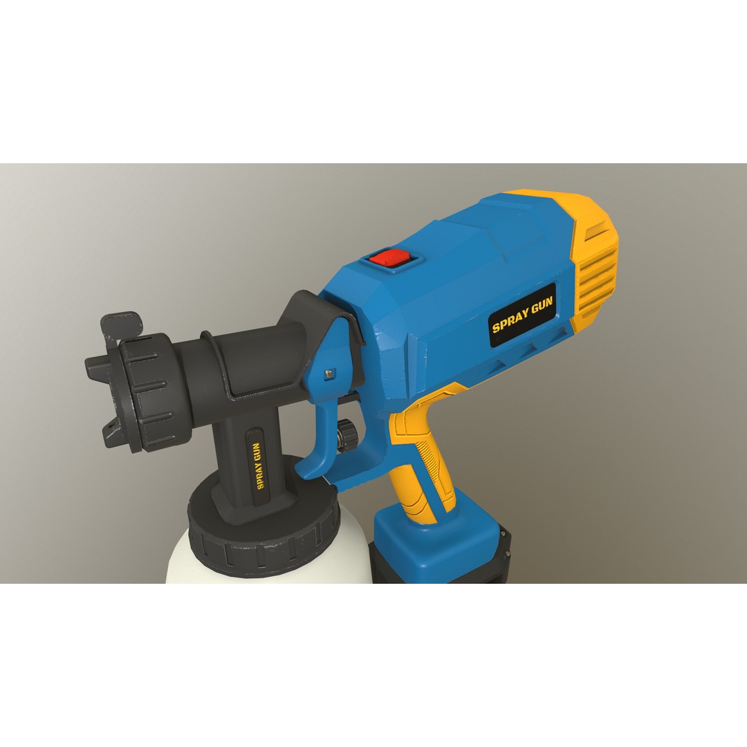 Spray Gun 3D Model – Low Poly Game-Ready Asset, FBX, Blender - View 16