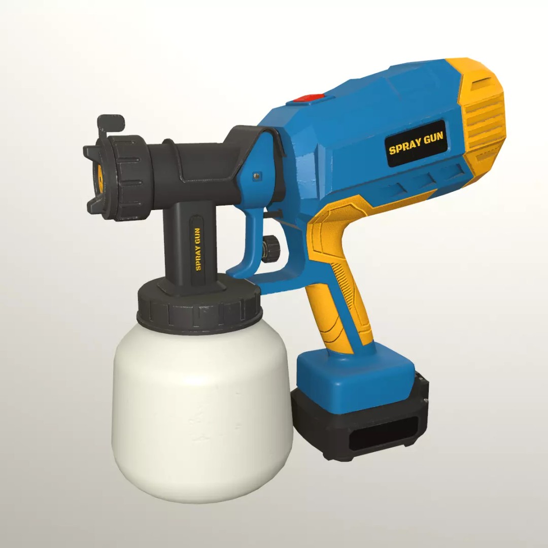 Spray Gun 3D Model – Low Poly Game-Ready Asset, FBX, Blender - View 2