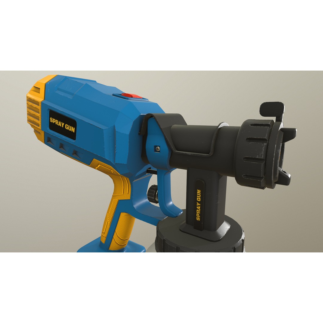 Spray Gun 3D Model – Low Poly Game-Ready Asset, FBX, Blender - View 21
