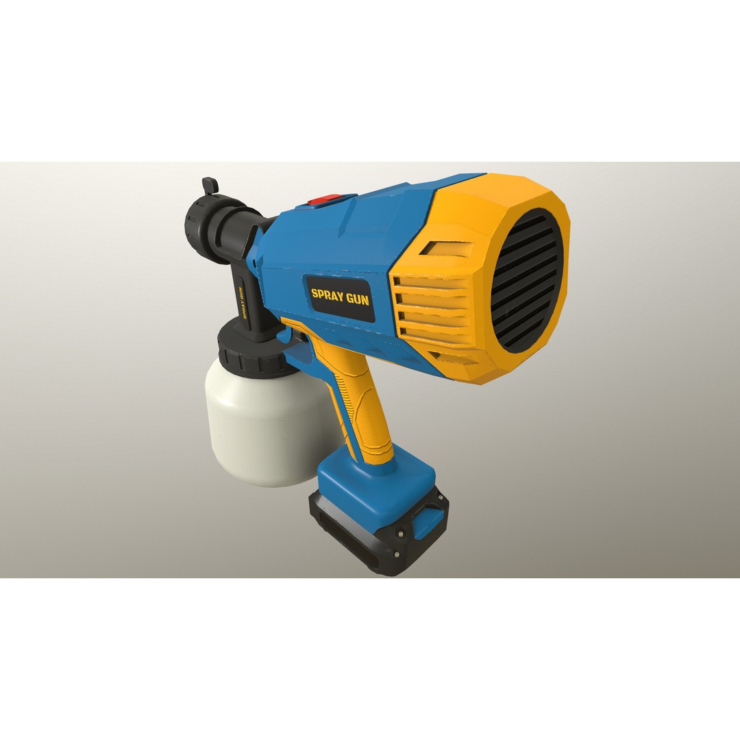 Spray Gun 3D Model – Low Poly Game-Ready Asset, FBX, Blender - View 24