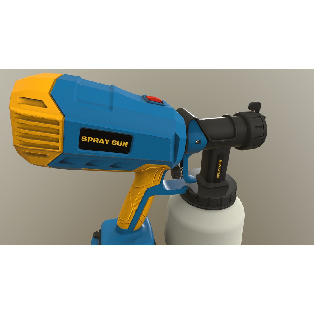Spray Gun 3D Model – Low Poly Game-Ready Asset, FBX, Blender - View 29