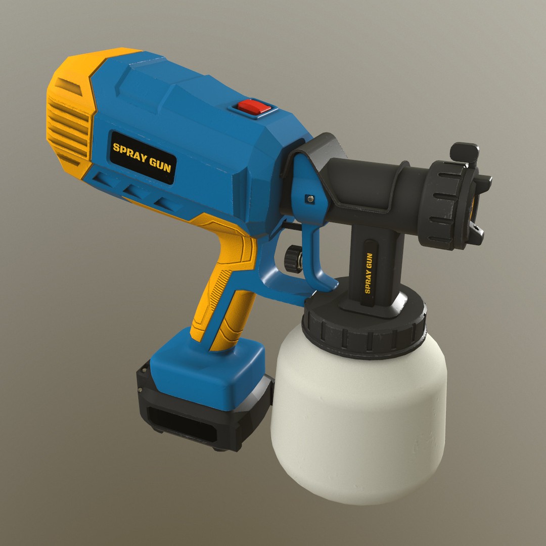 Spray Gun 3D Model – Low Poly Game-Ready Asset, FBX, Blender - View 3