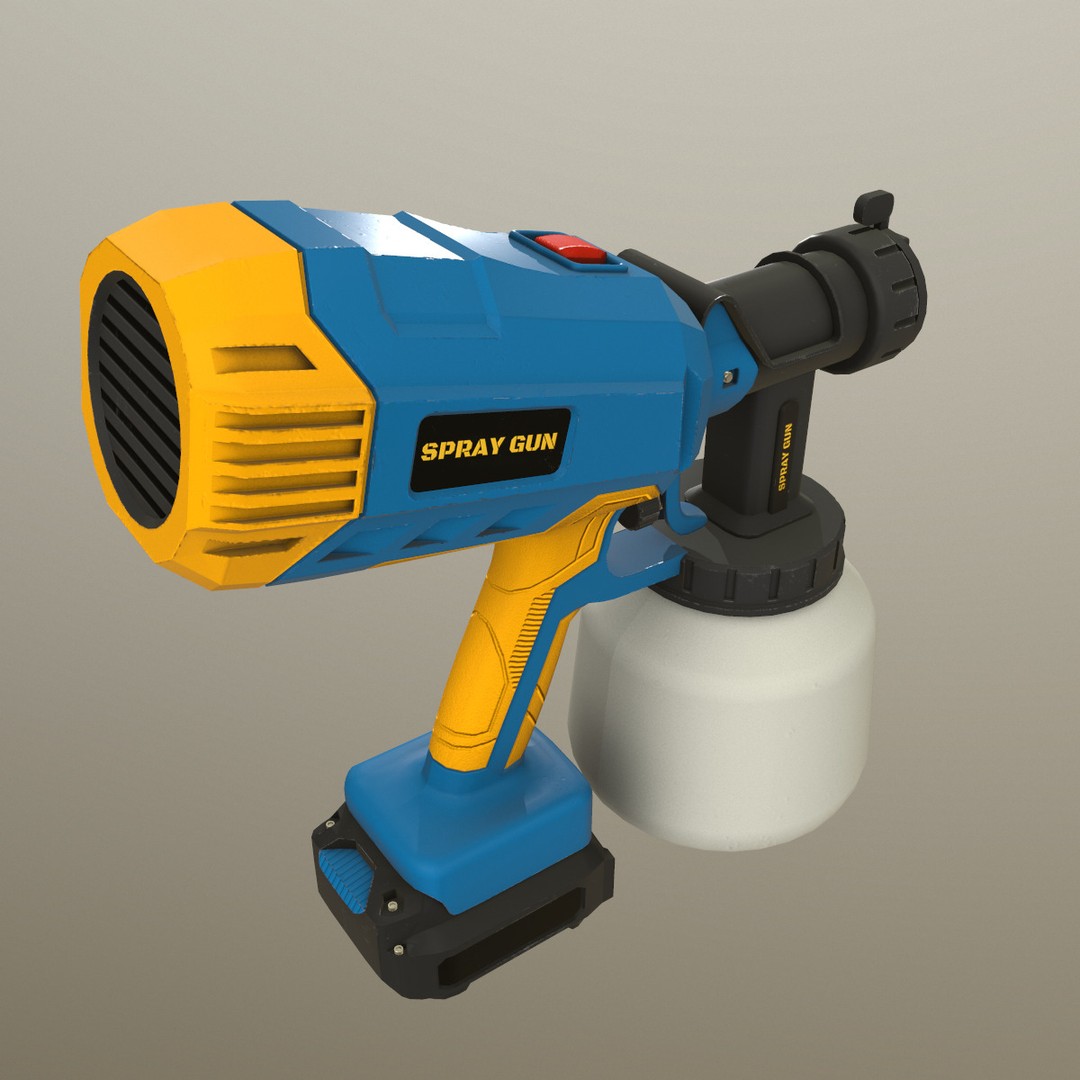 Spray Gun 3D Model – Low Poly Game-Ready Asset, FBX, Blender - View 4