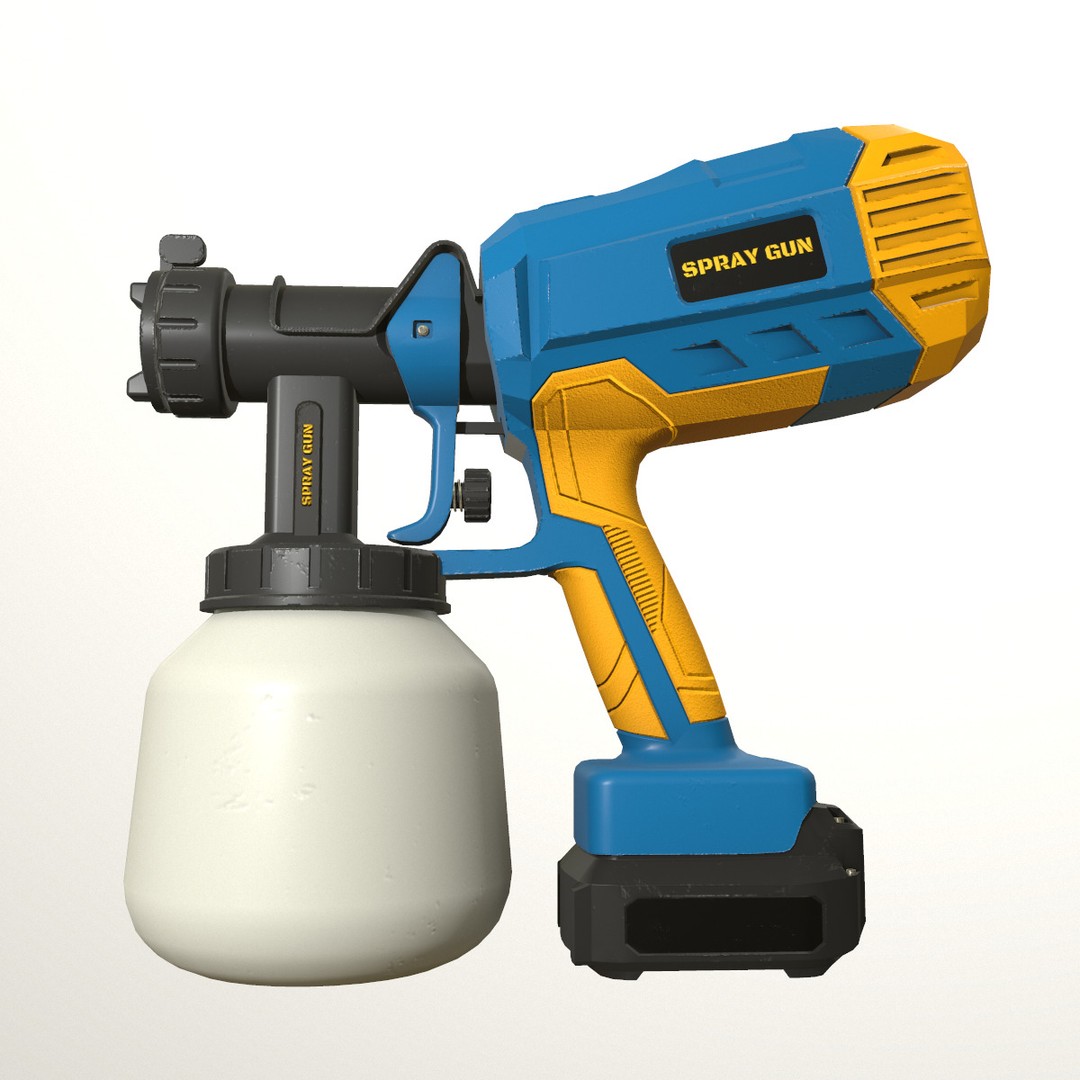 Spray Gun 3D Model – Low Poly Game-Ready Asset, FBX, Blender - View 6