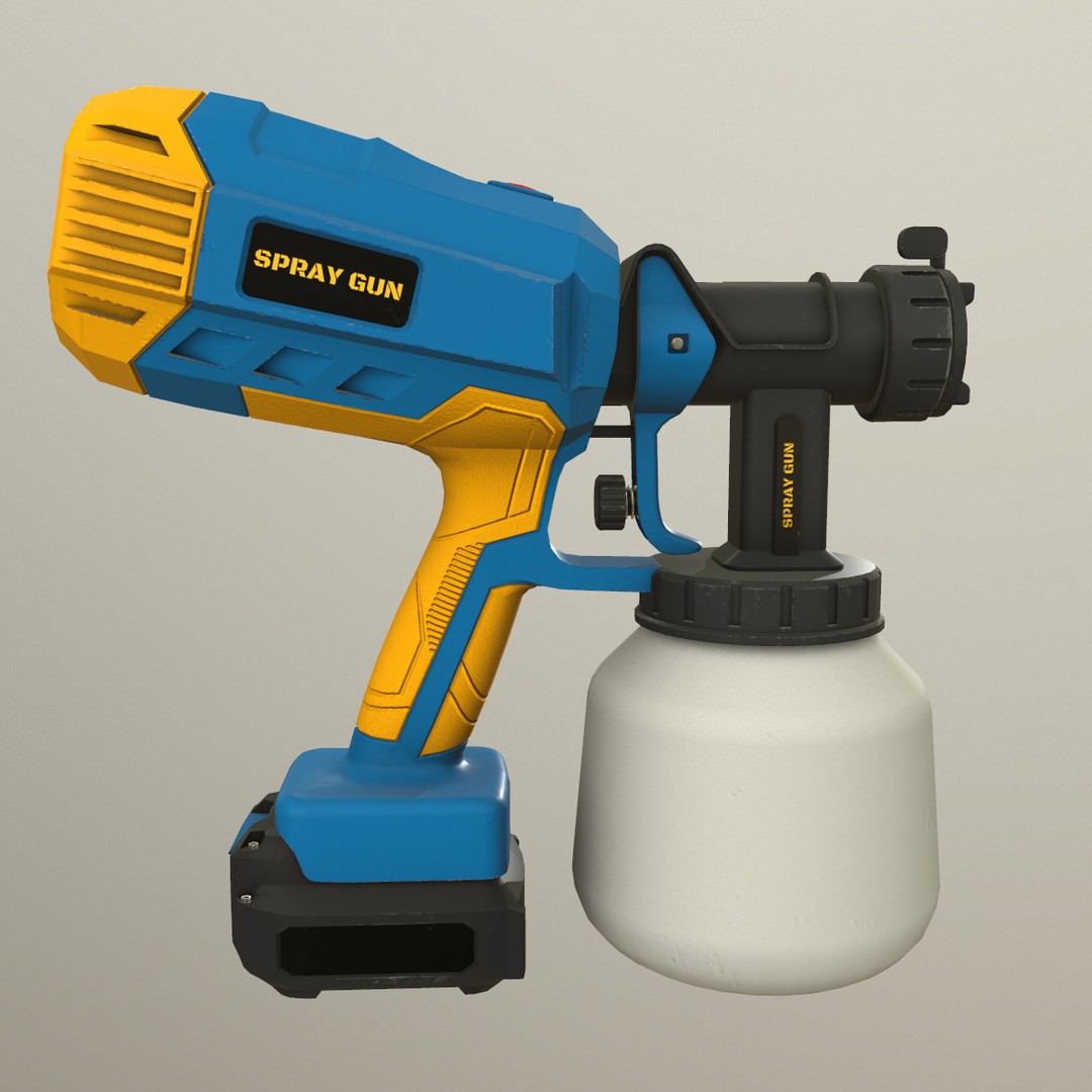 Spray Gun 3D Model – Low Poly Game-Ready Asset, FBX, Blender - View 7