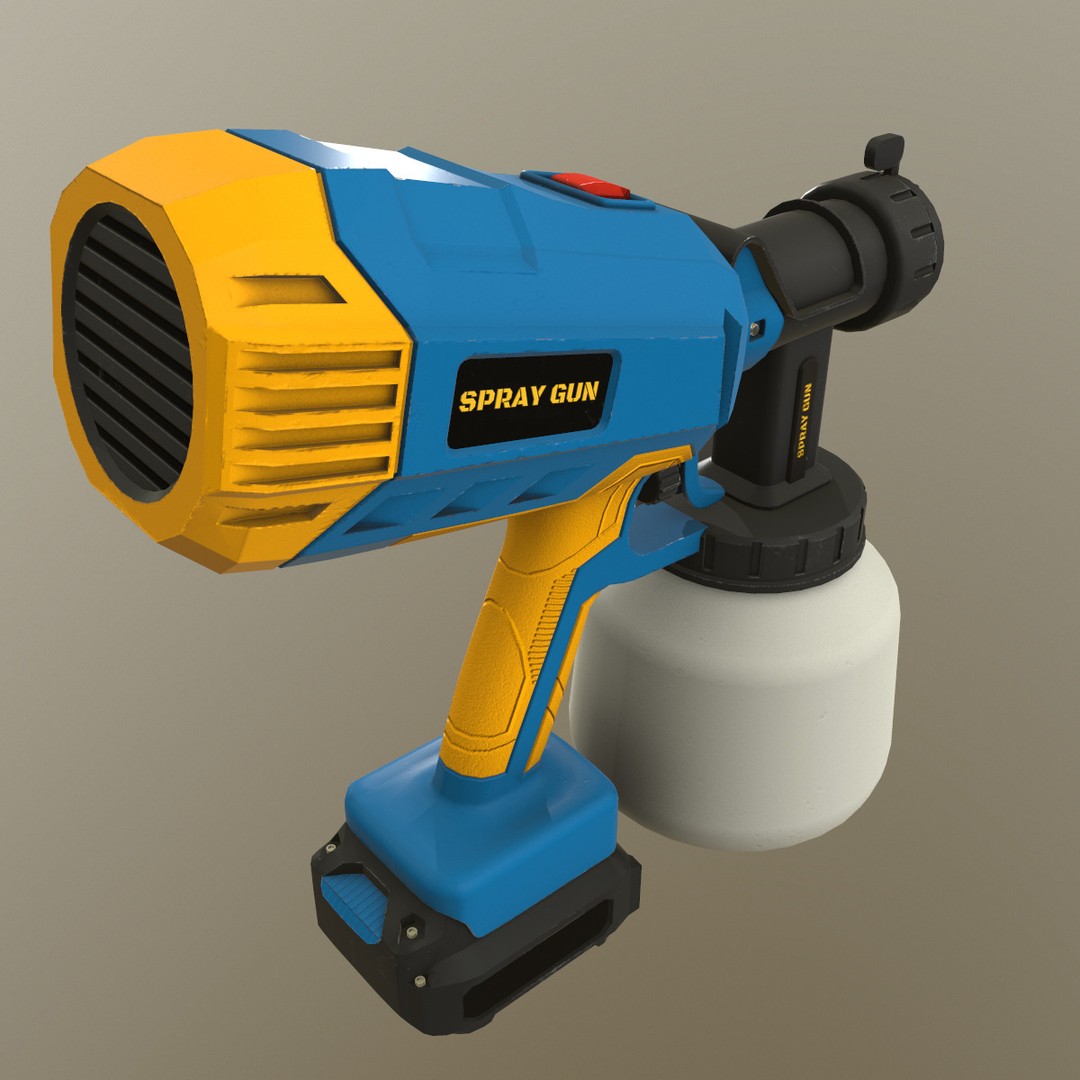 Spray Gun 3D Model – Low Poly Game-Ready Asset, FBX, Blender - View 8