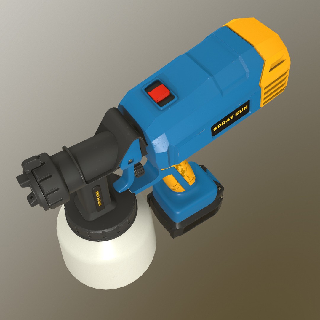 Spray Gun 3D Model – Low Poly Game-Ready Asset, FBX, Blender - View 9