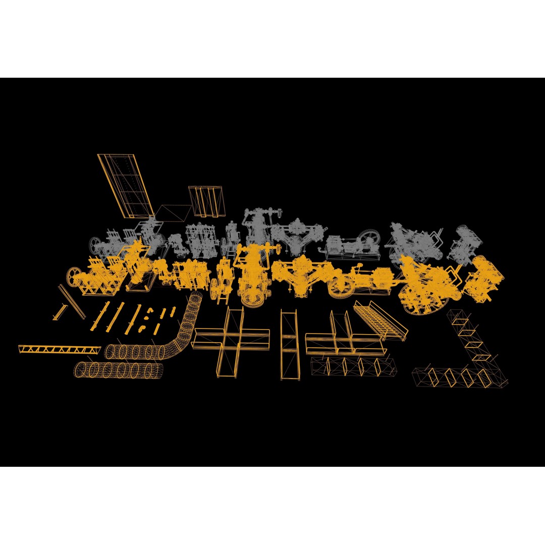 Engine Hall 3D Model – Low Poly Animated Industrial Machine, FBX