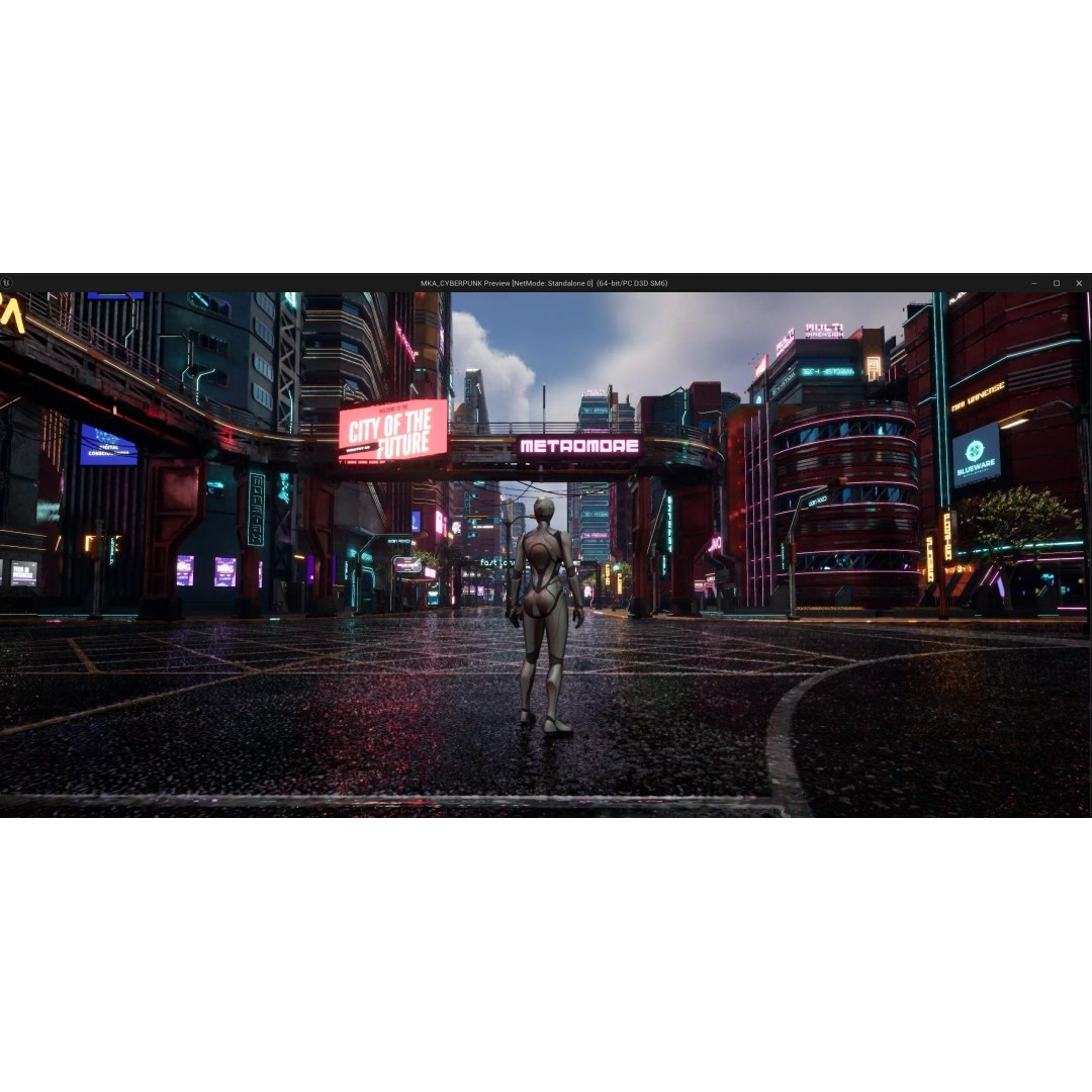 Futuristic Neon Building 3D Model – Low Poly Modular Asset, FBX, Blender - View 14