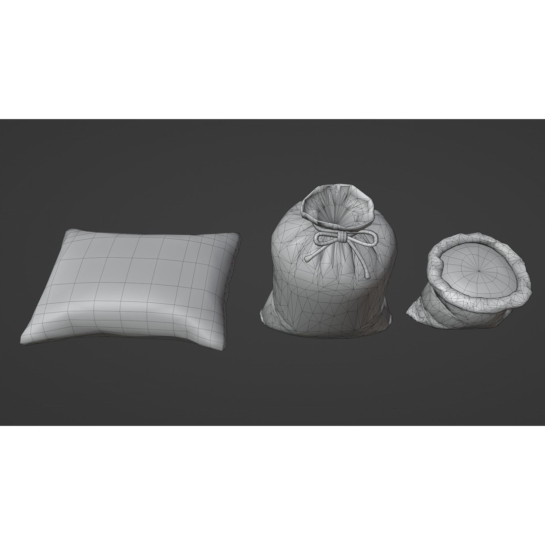 Burlap Sacks 3D Model – Low Poly Textured Game Asset, FBX
