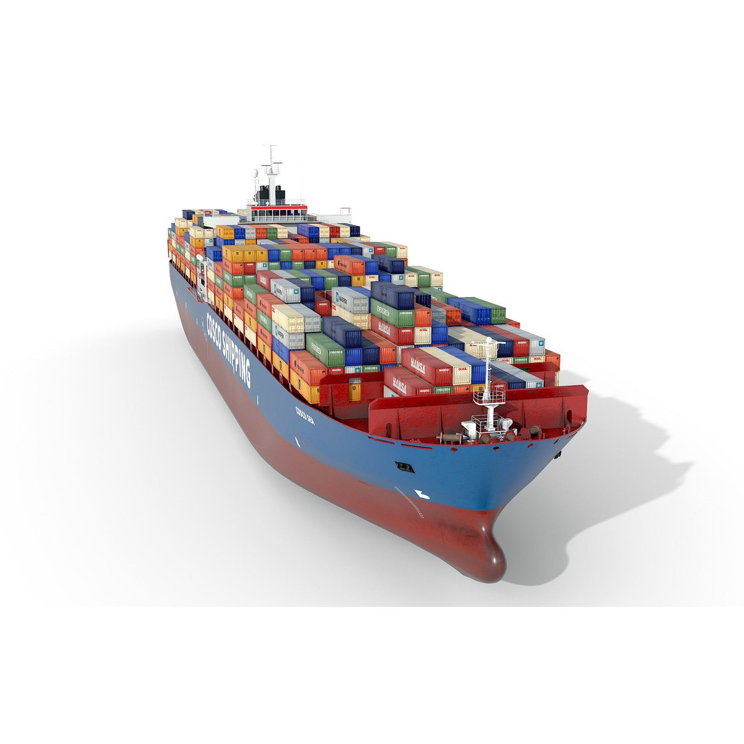 Cargo Ship 3D Model – Low Poly Industrial Vessel, FBX, PBR - View 8
