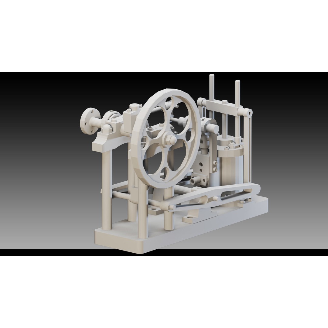 Steam Engines 3D Model – High Detail Low Poly Industrial Asset, FBX, OBJ - View 3