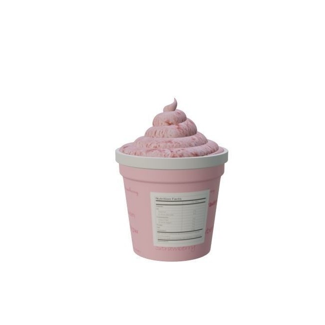 Strawberry Cheesecake Ice Cream Tub 3D Model – Low Poly PBR Asset, FBX
