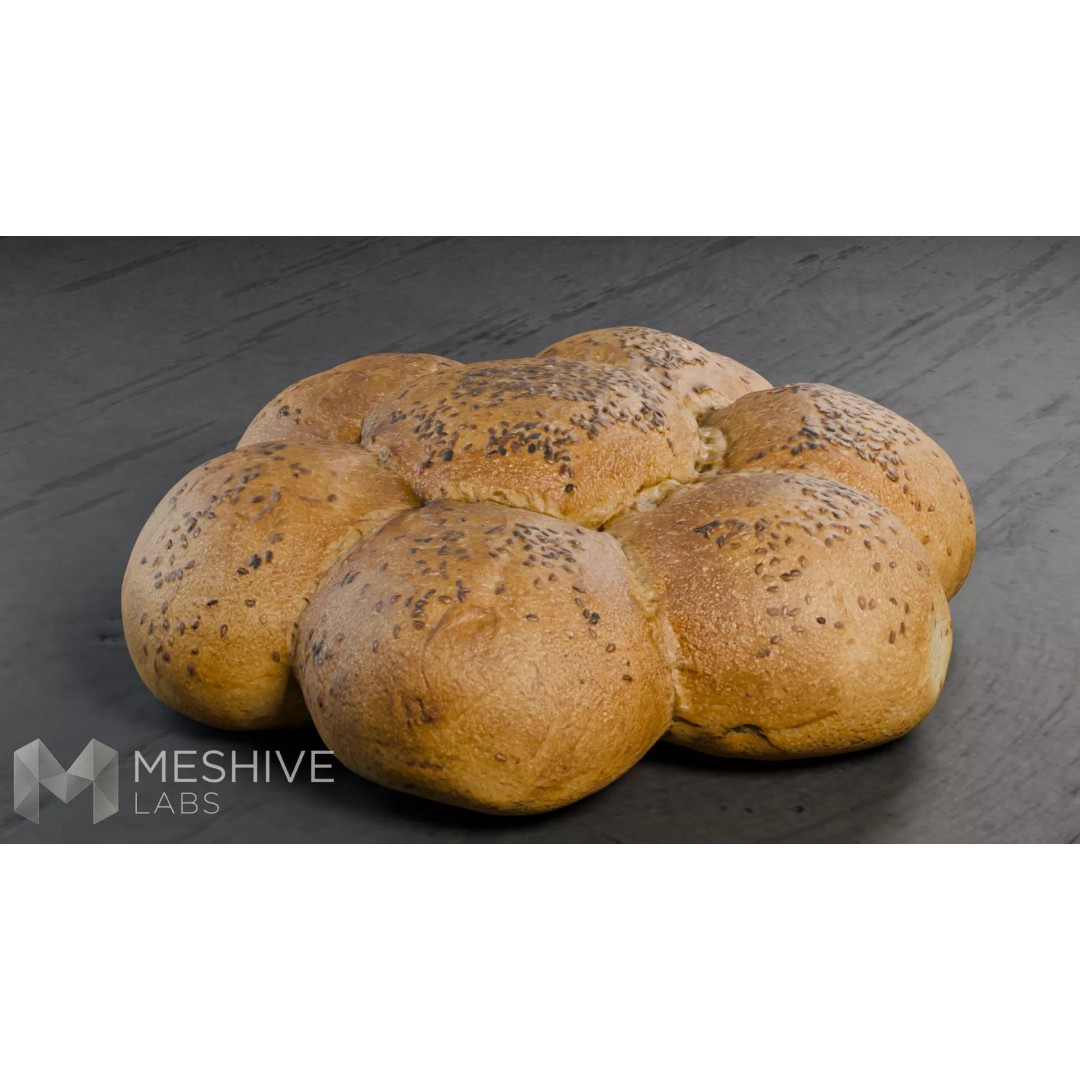 Artisan Daisy Bread 3D Model – Low Poly PBR Game Asset, FBX - View 11