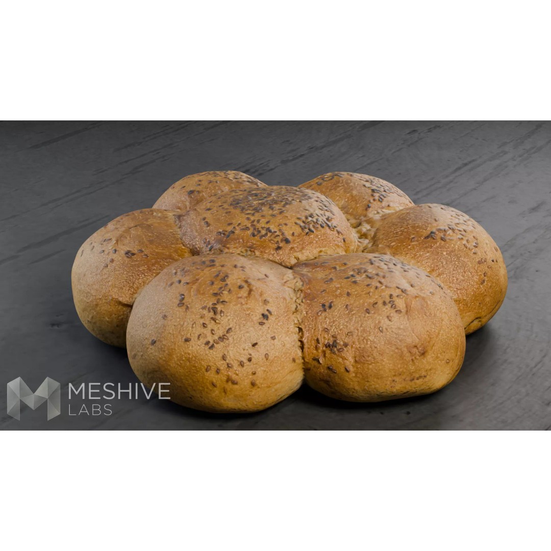 Artisan Daisy Bread 3D Model – Low Poly PBR Game Asset, FBX - View 12