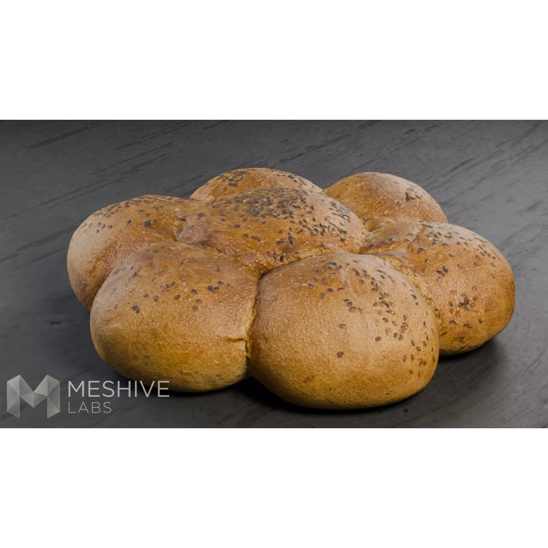 Artisan Daisy Bread 3D Model – Low Poly PBR Game Asset, FBX - View 13
