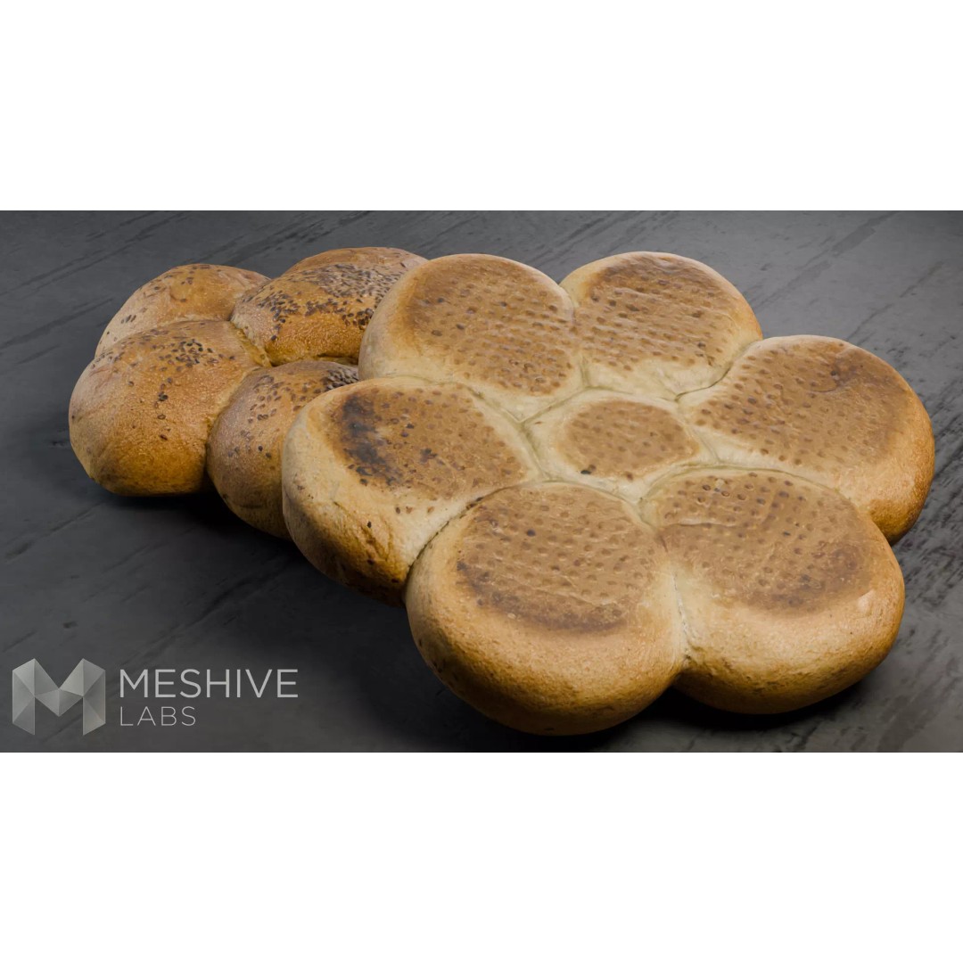 Artisan Daisy Bread 3D Model – Low Poly PBR Game Asset, FBX - View 15