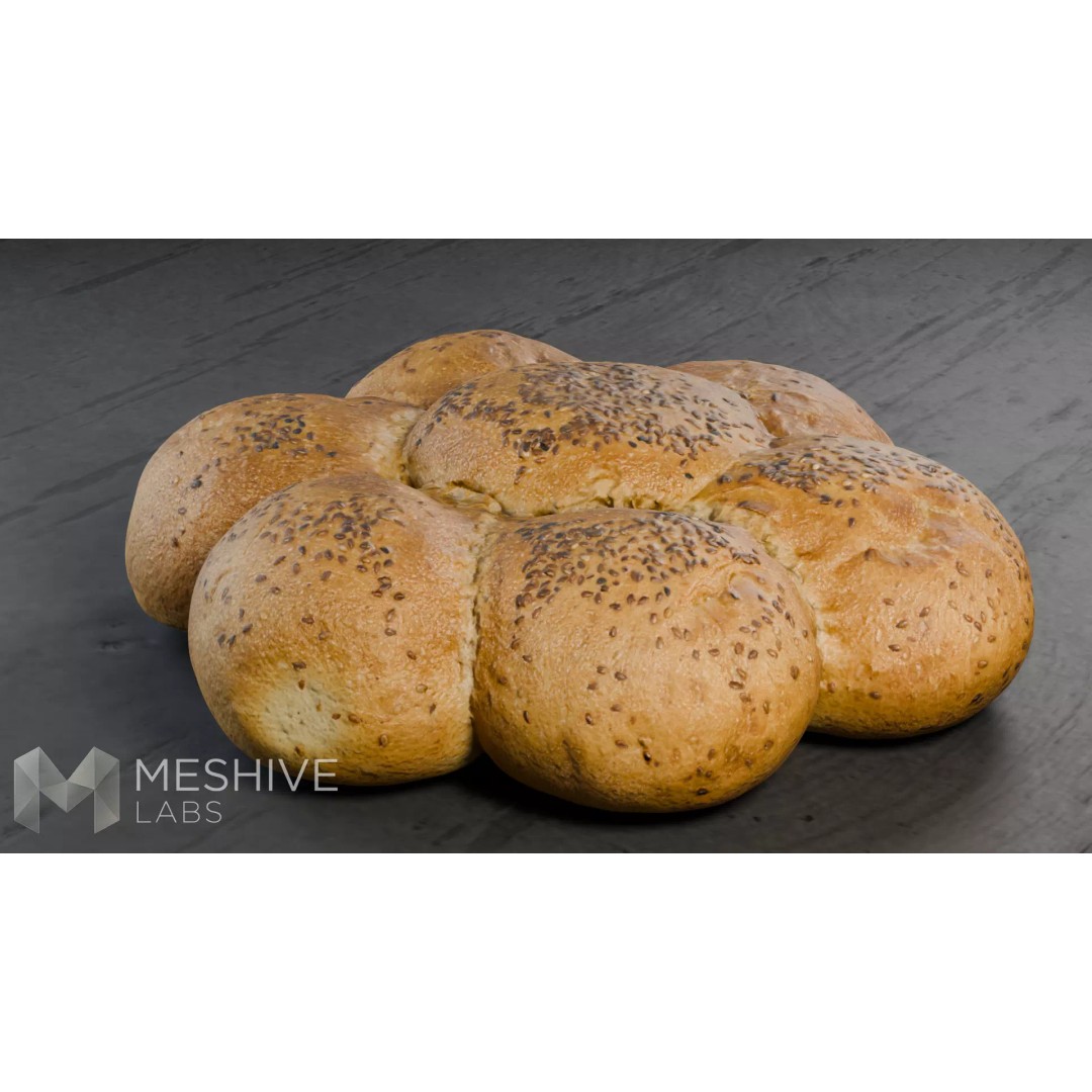 Artisan Daisy Bread 3D Model – Low Poly PBR Game Asset, FBX - View 2