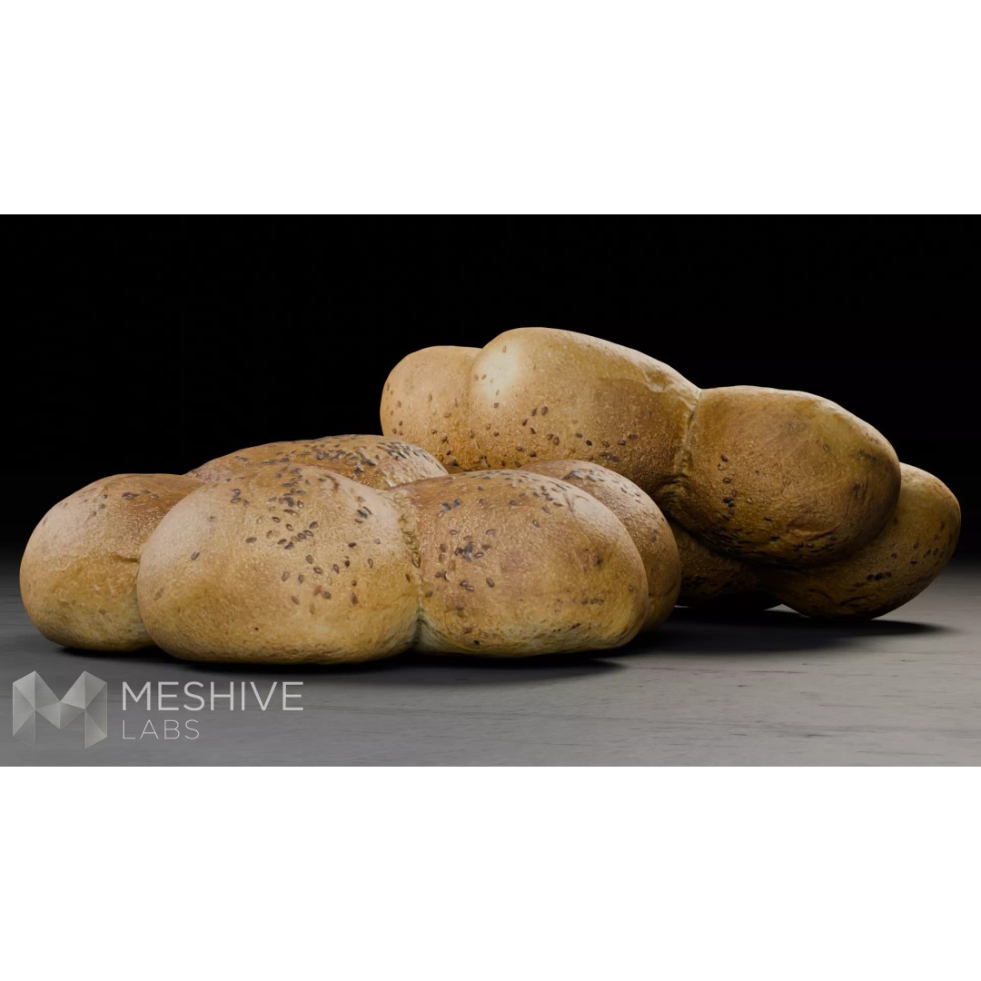 Artisan Daisy Bread 3D Model – Low Poly PBR Game Asset, FBX - View 3