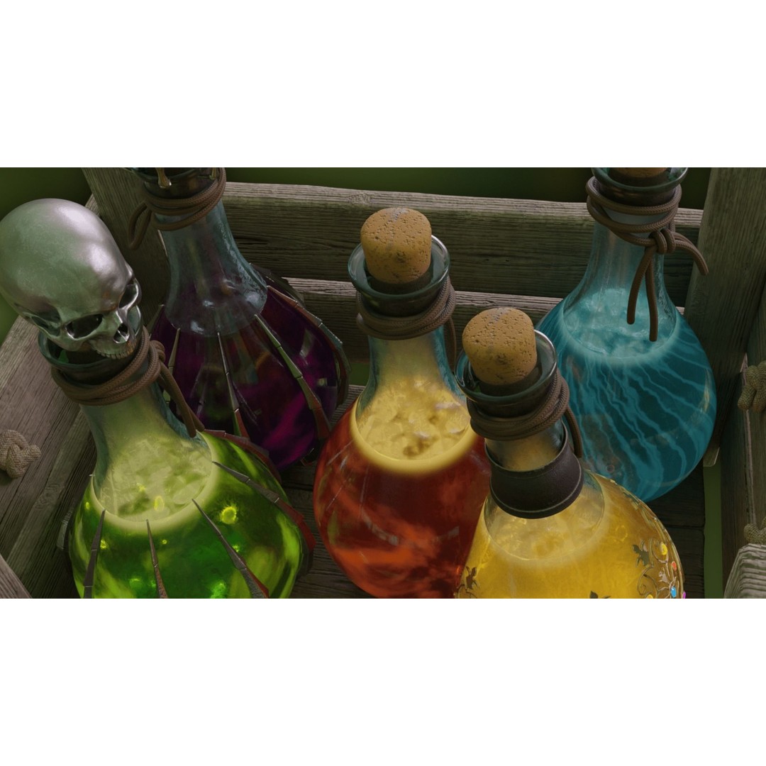 Potion Flask 3D Model – Low Poly Realistic Game Asset, Blender