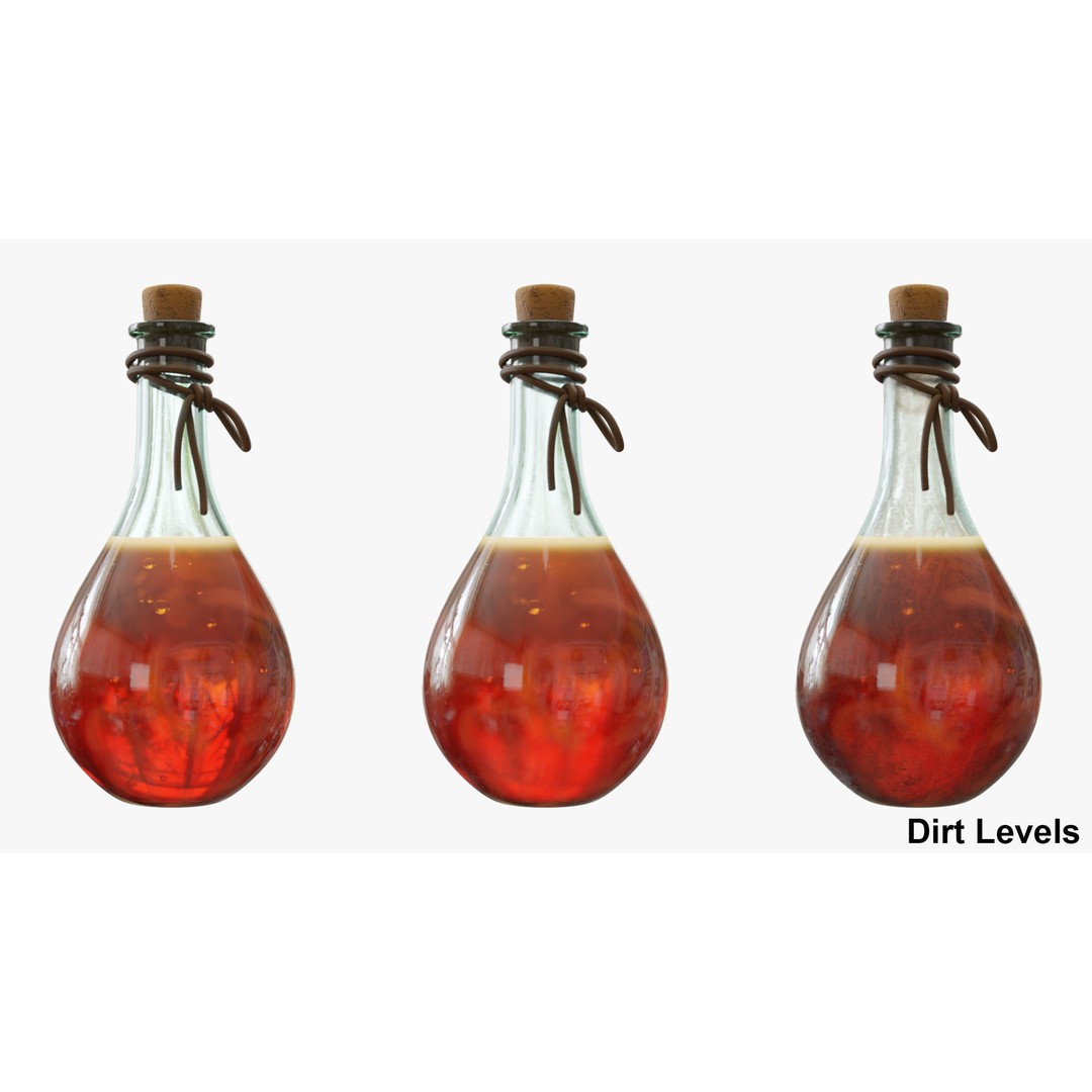 Potion Flask 3D Model – Low Poly Realistic Game Asset, Blender - View 12