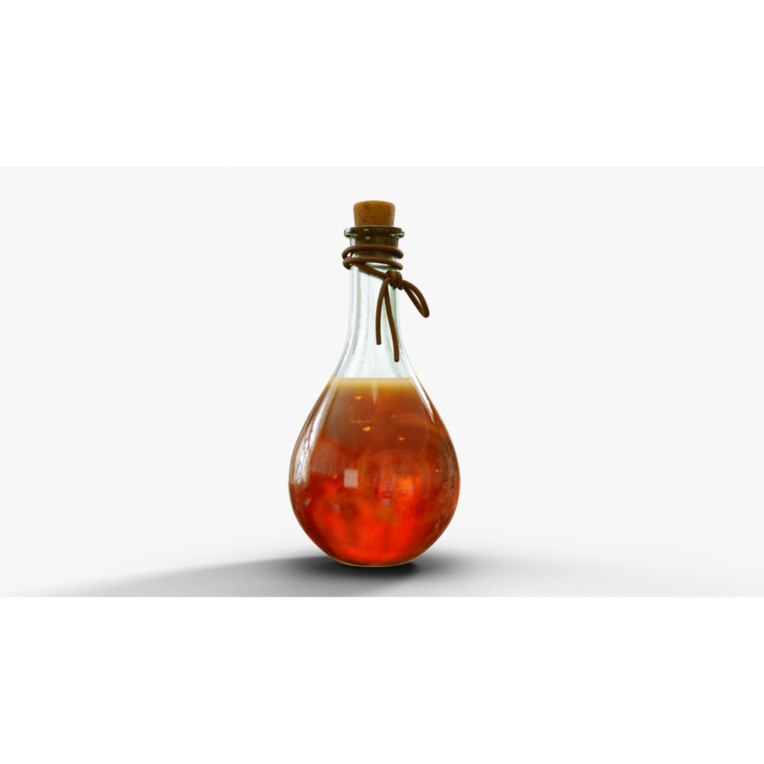 Potion Flask 3D Model – Low Poly Realistic Game Asset, Blender - View 3