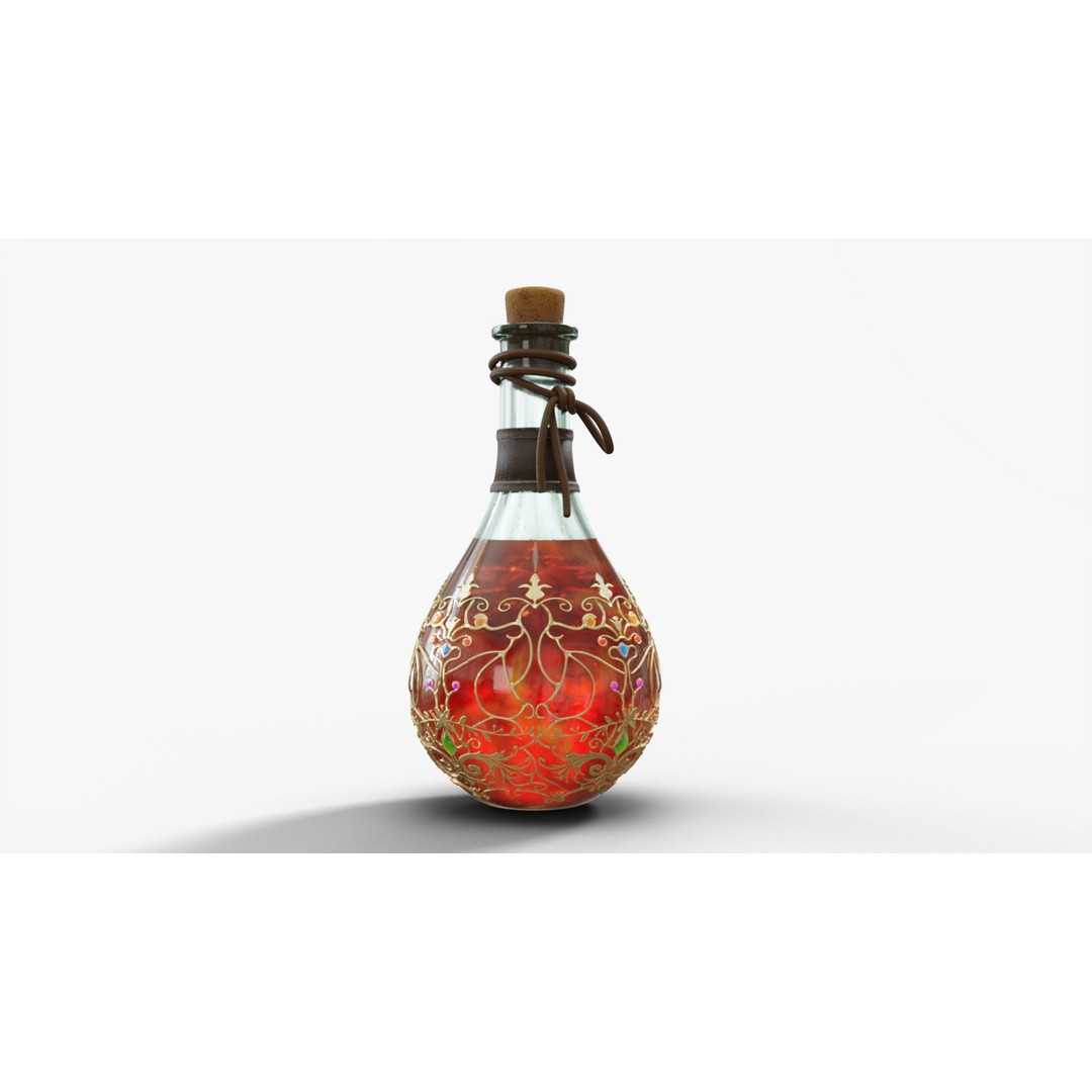 Potion Flask 3D Model – Low Poly Realistic Game Asset, Blender - View 33