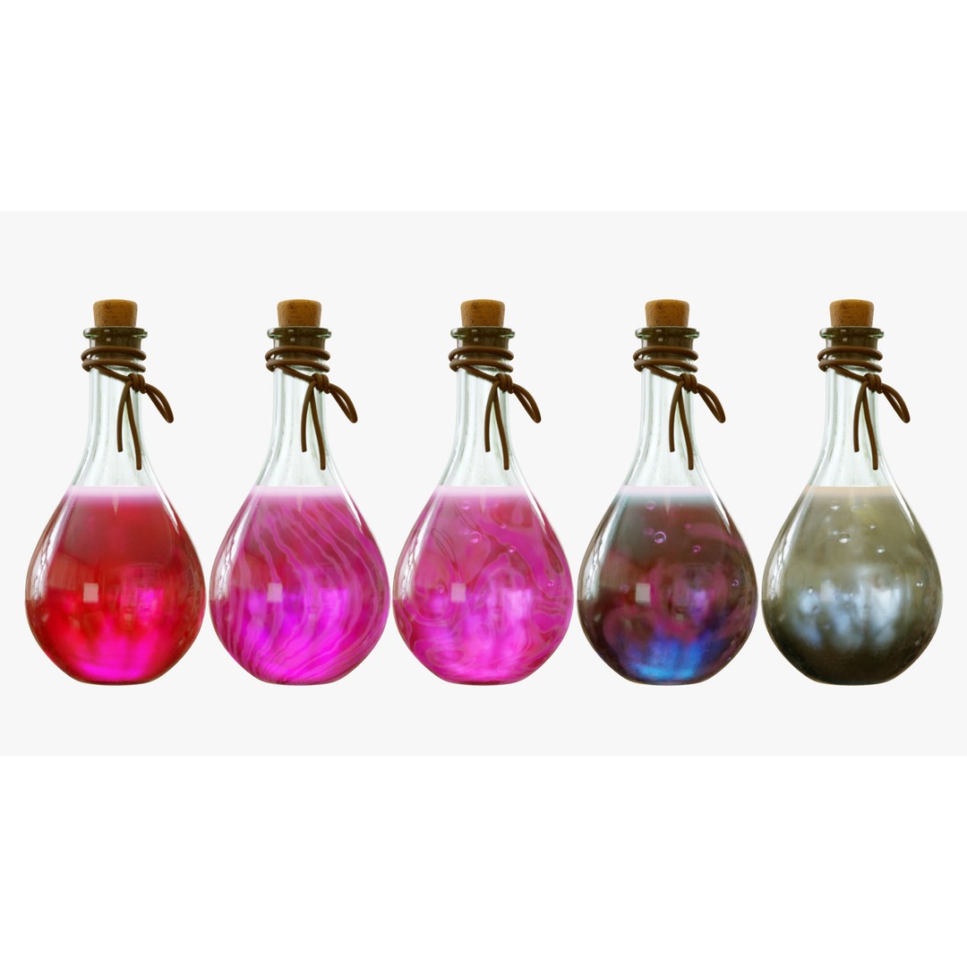 Potion Flask 3D Model – Low Poly Realistic Game Asset, Blender - View 43