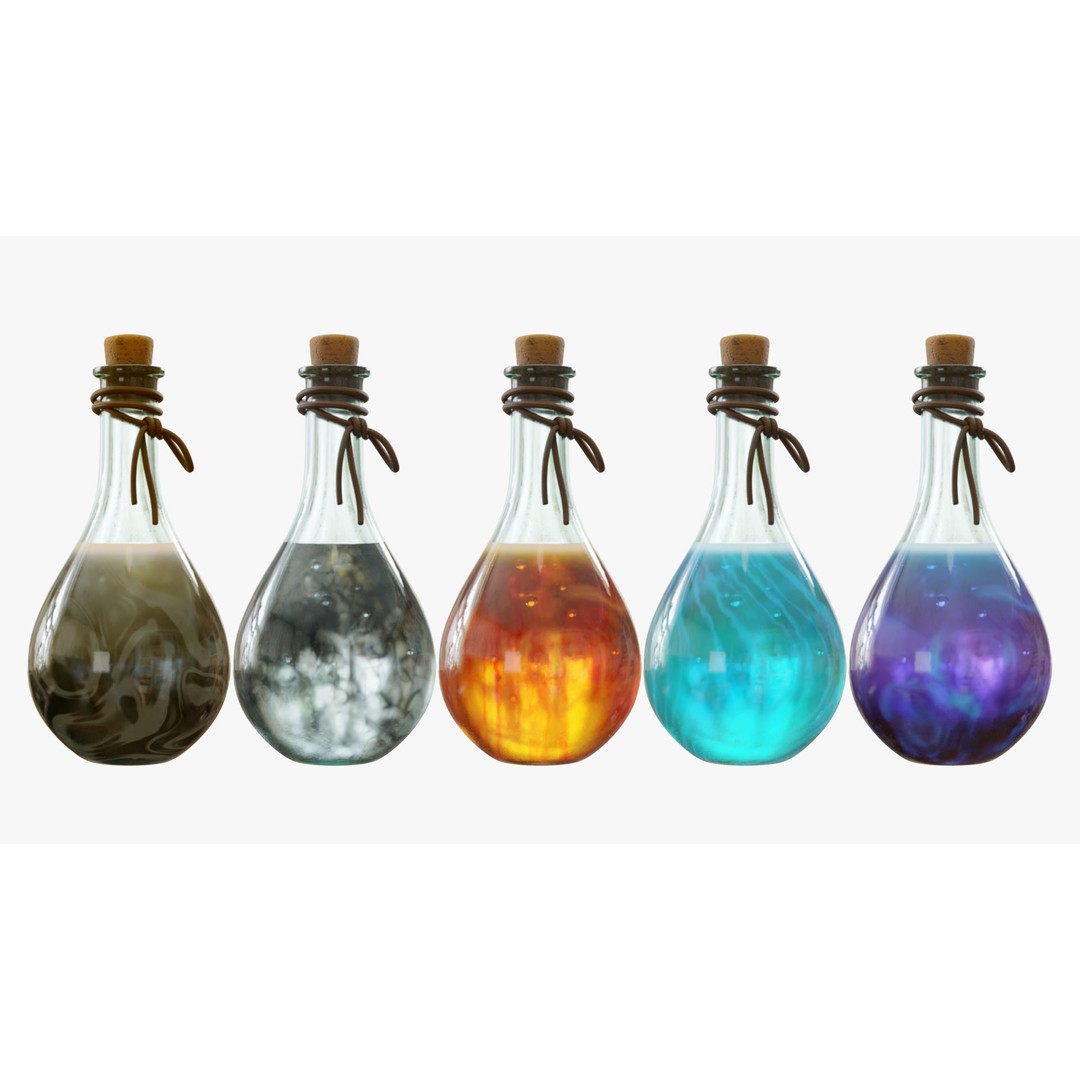 Potion Flask 3D Model – Low Poly Realistic Game Asset, Blender - View 44