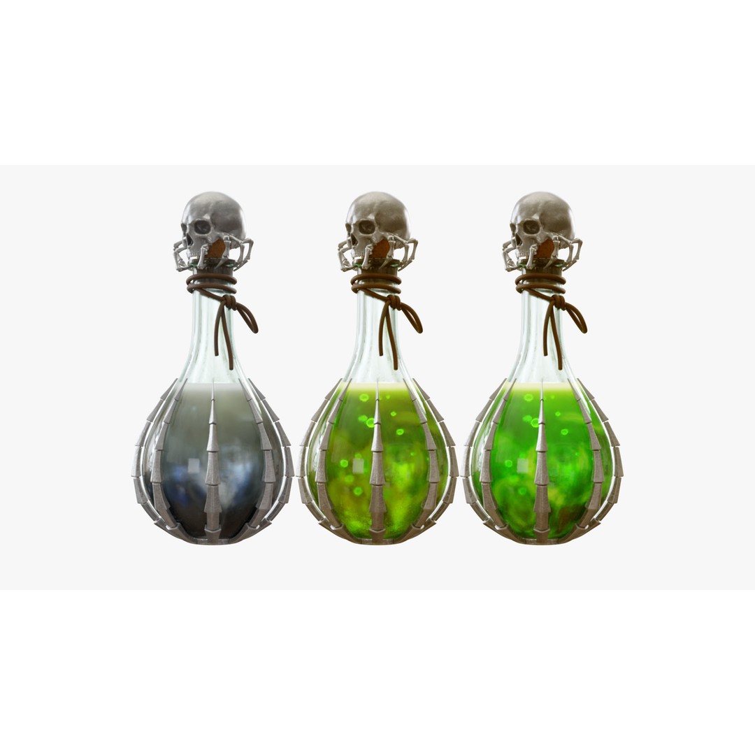 Potion Flask 3D Model – Low Poly Realistic Game Asset, Blender - View 46