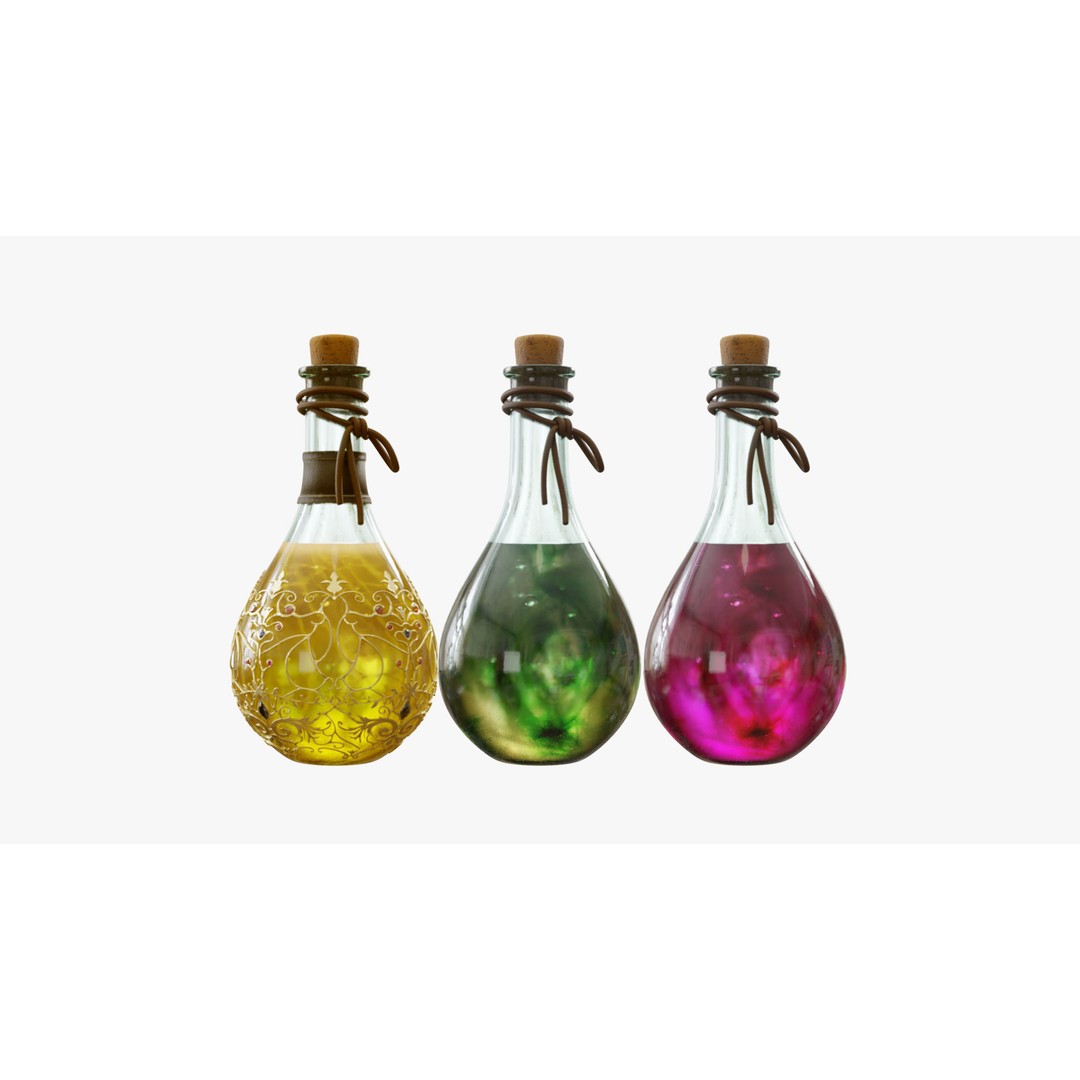 Potion Flask 3D Model – Low Poly Realistic Game Asset, Blender - View 47