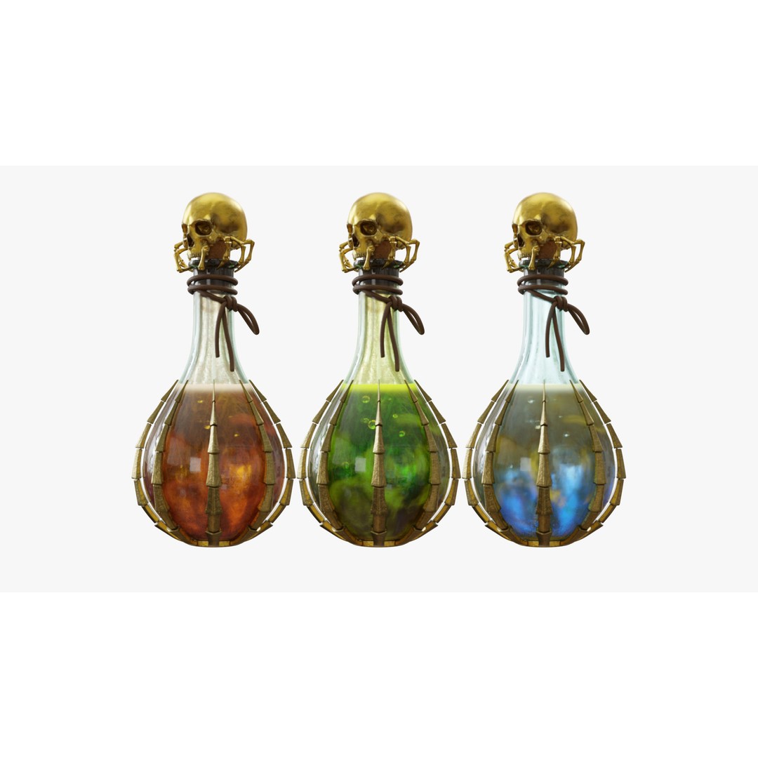 Potion Flask 3D Model – Low Poly Realistic Game Asset, Blender - View 48