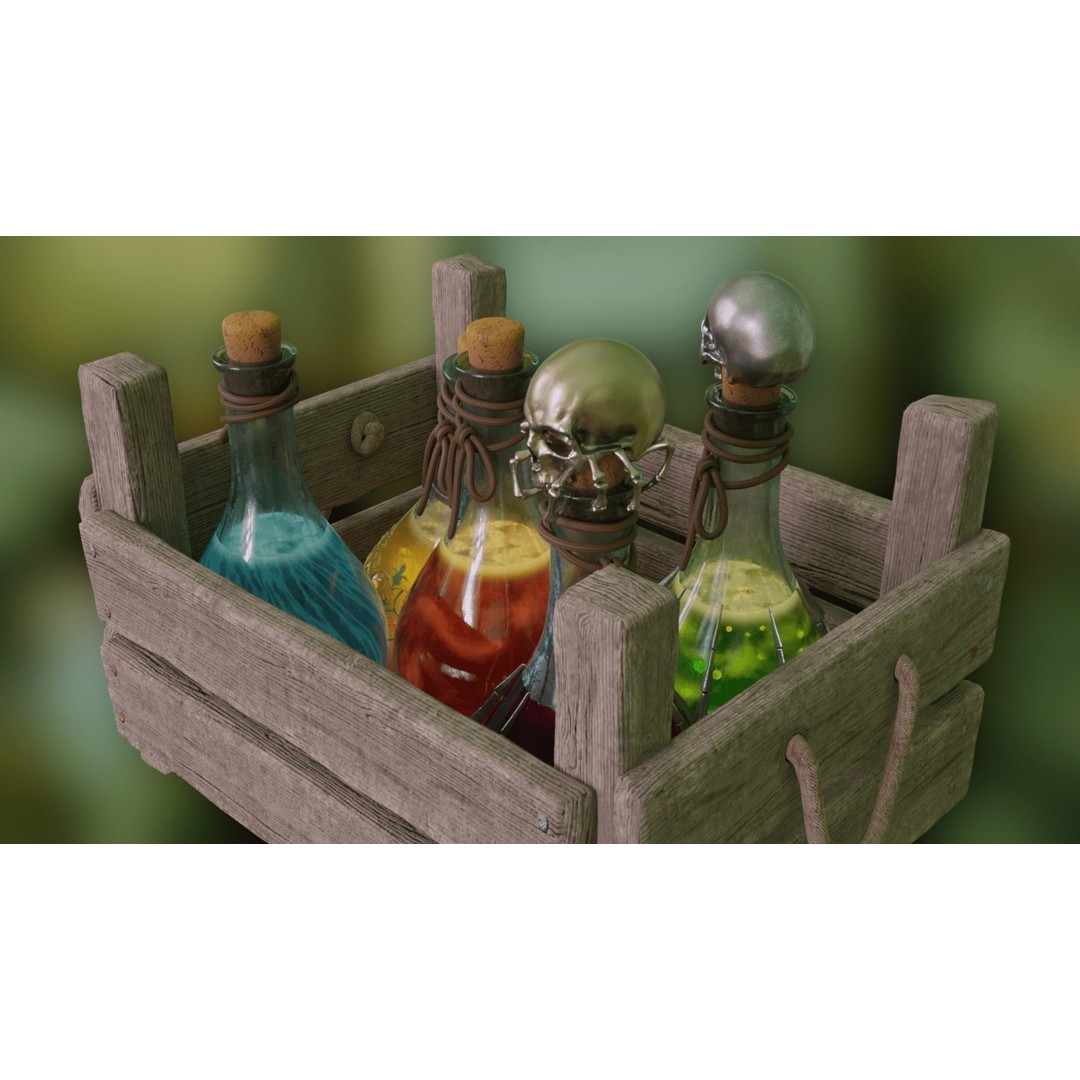 Potion Flask 3D Model – Low Poly Realistic Game Asset, Blender - View 59