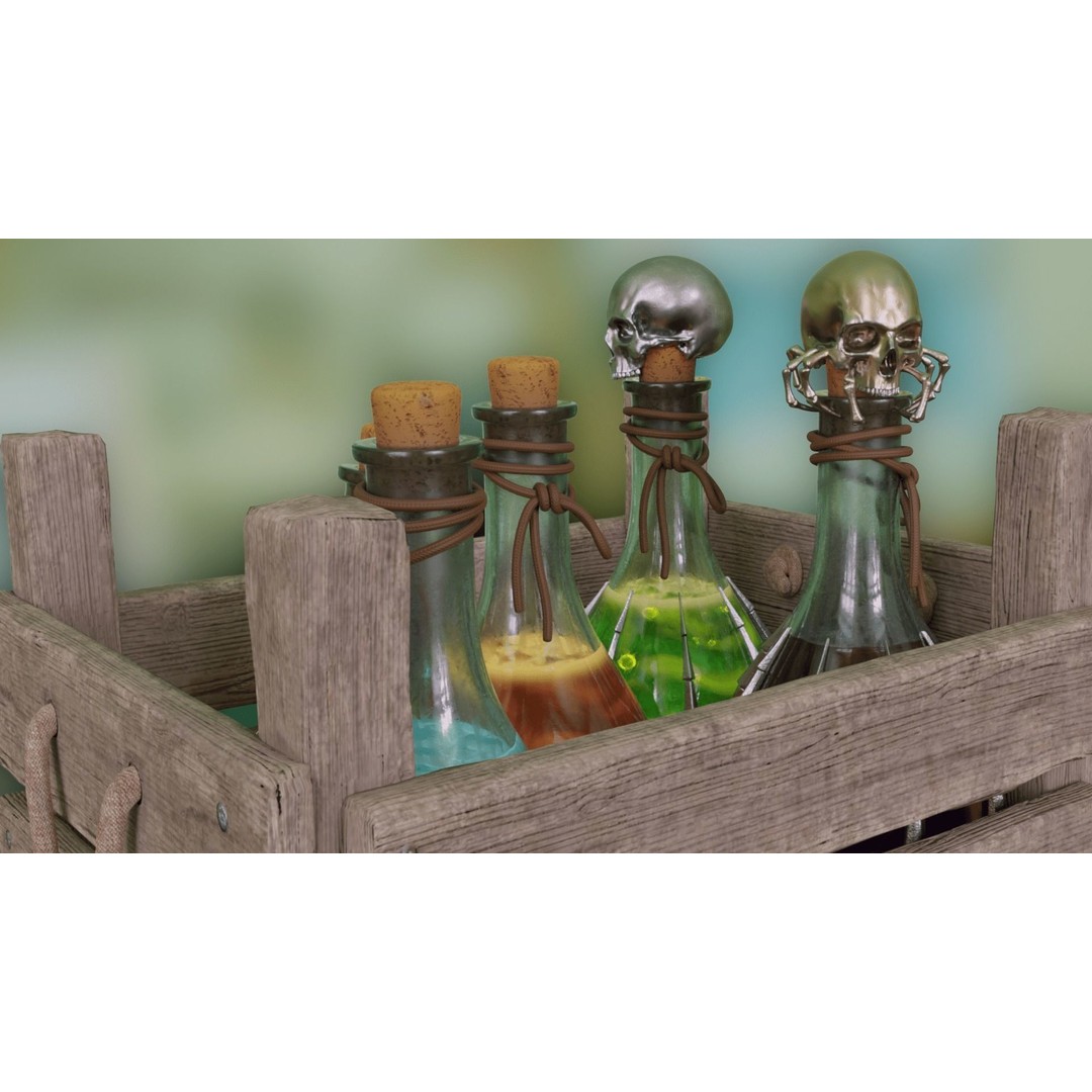 Potion Flask 3D Model – Low Poly Realistic Game Asset, Blender - View 60