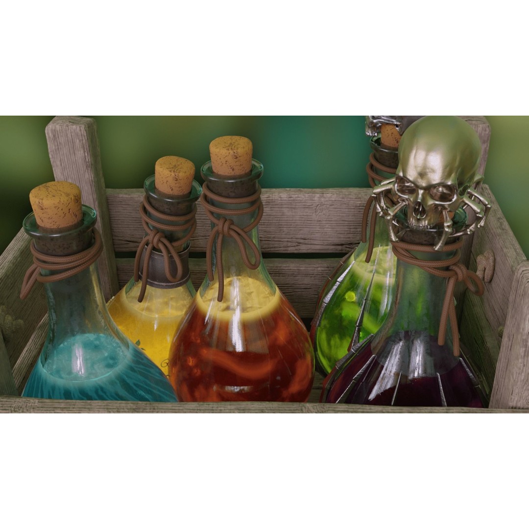 Potion Flask 3D Model – Low Poly Realistic Game Asset, Blender - View 61