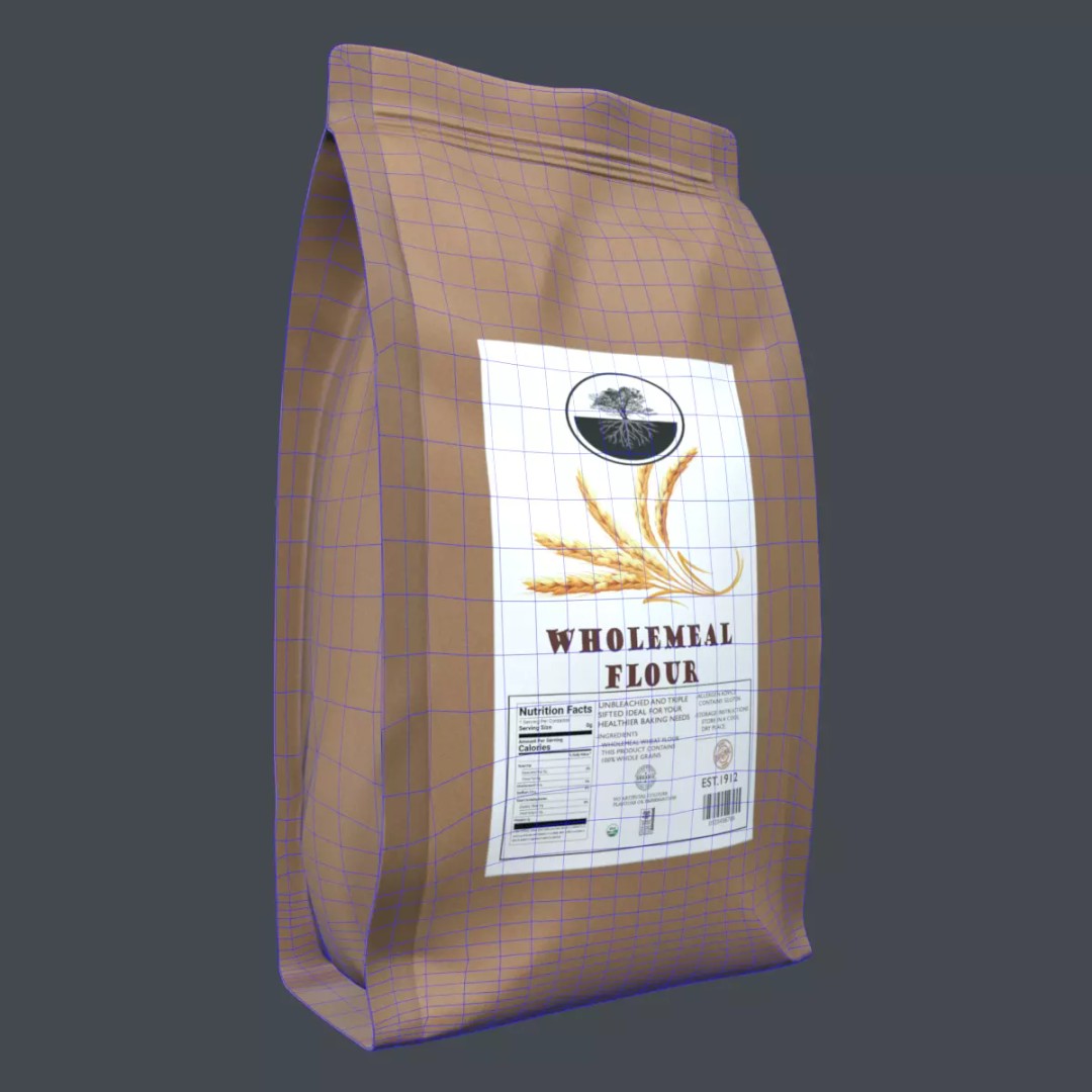 Wholemeal Flour 3D Model – Low Poly Game Asset, FBX - View 2