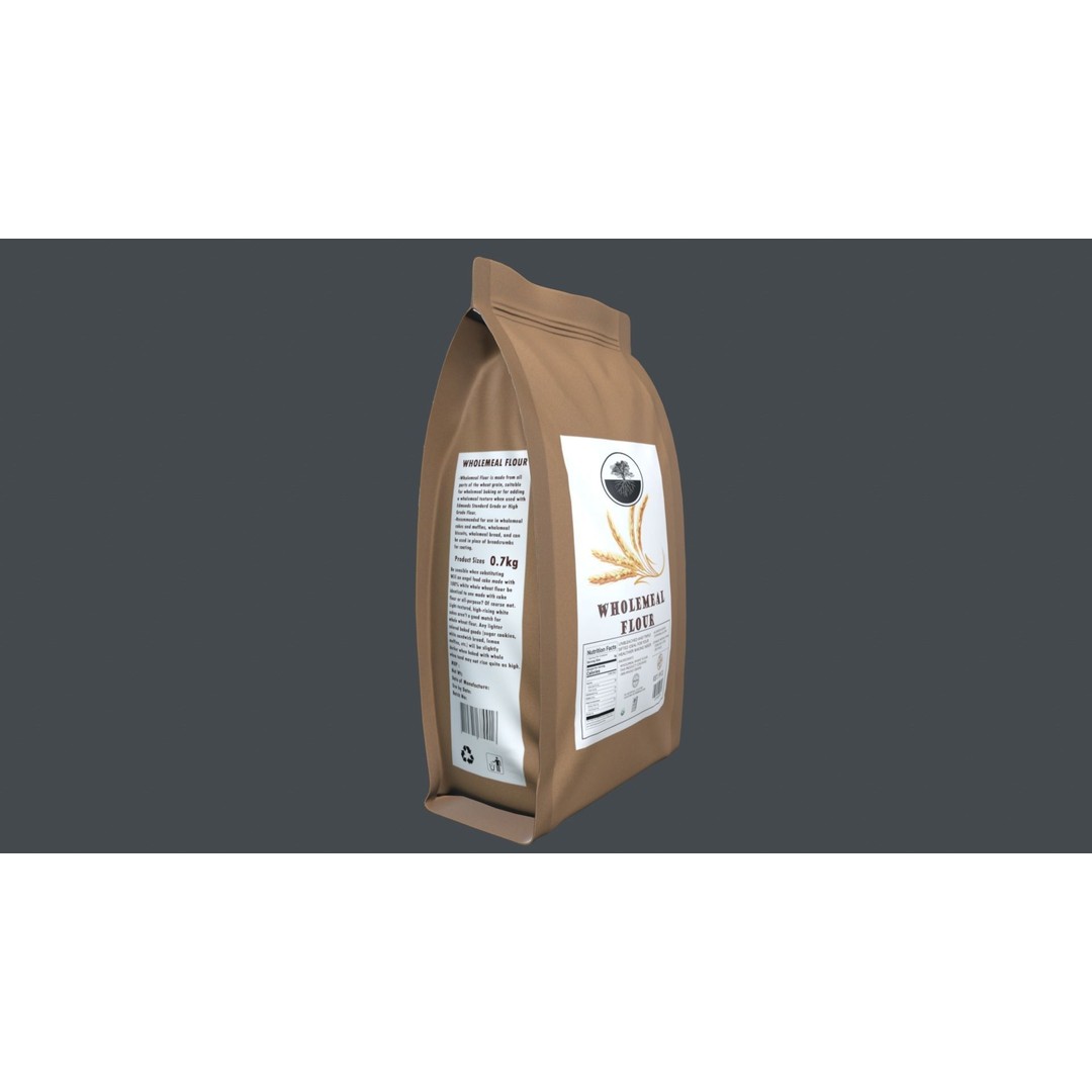 Wholemeal Flour 3D Model – Low Poly Game Asset, FBX - View 4